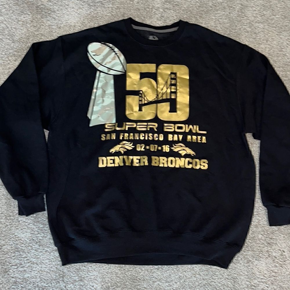 Denver Broncos Collector Super Bowl SB 50 Black Gold Silver Sweatshirt XL NFL